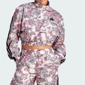 Addidas crop jacket and wide leg workout set